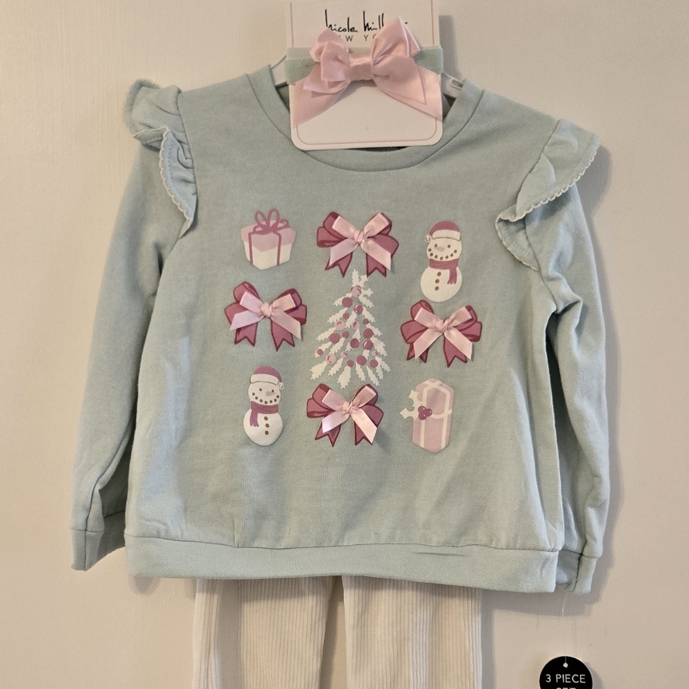 Nicole Miller Pastel Blue Festive Sweatshirt Set